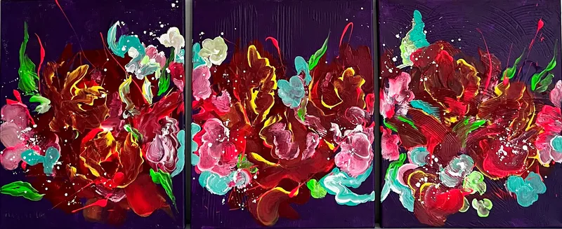Painting “Abstract flowers” (2023) by Irina Lonskaya, acrylic, canvas